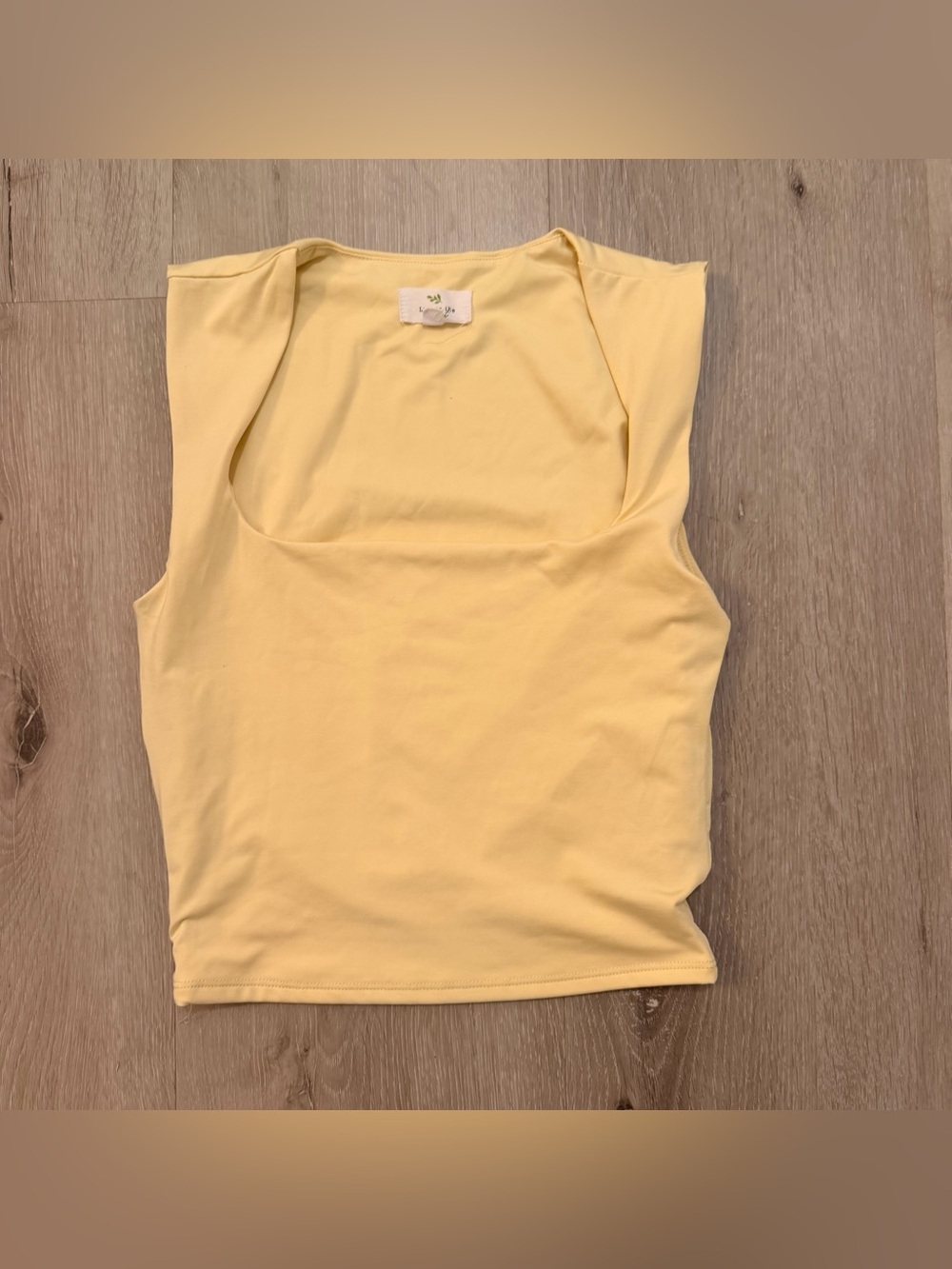 Live In The Moment Pastel Yellow Square Neck Crop Tank Top Small